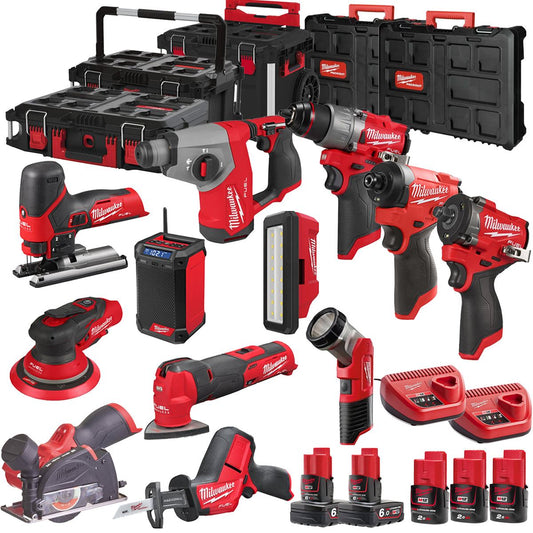 Milwaukee 12V 12 Piece Power Tool Kit with 5 x Batteries T4TKITM - 18471