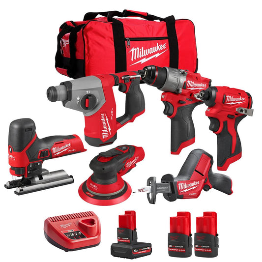 Milwaukee 12V 6 Piece Power Tool Kit with 3 x Batteries T4TKITM - 18500